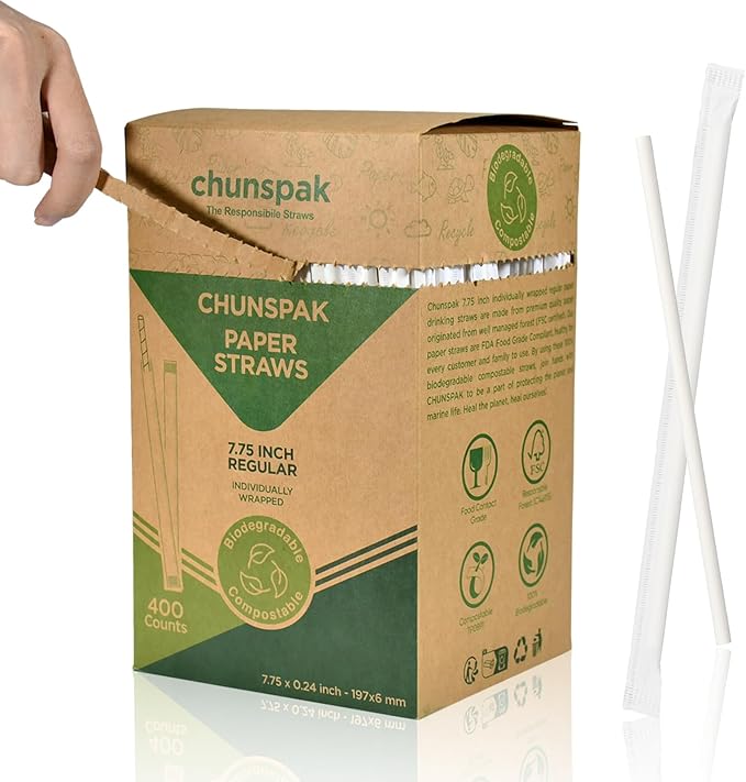 7.75 Inch Disposable Paper Drinking Straws Bulk Individually Wrapped, 0.24" Dia. - Image 8