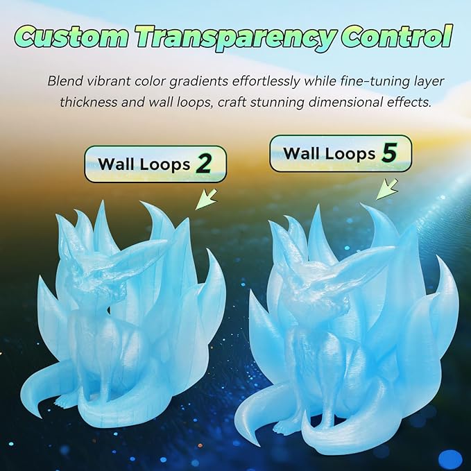 FLASHFORGE Translucent Glitter PLA Mermaid Tears Filament, Shiny Sparkling - Image 3