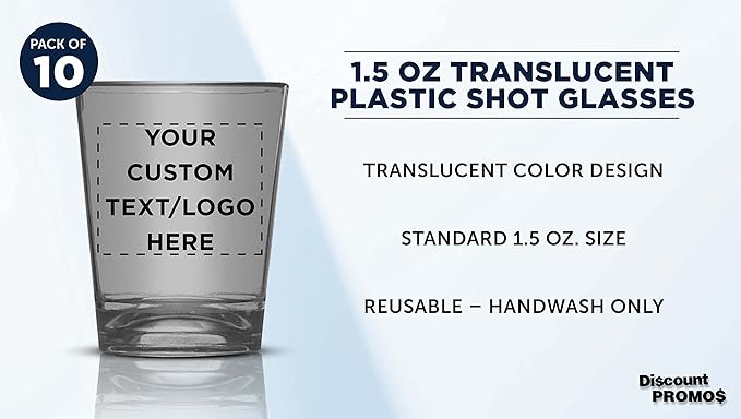 Custom Translucent Plastic Shot Glasses 1.5 oz. Set of 10, Personalized Bulk - Image 3