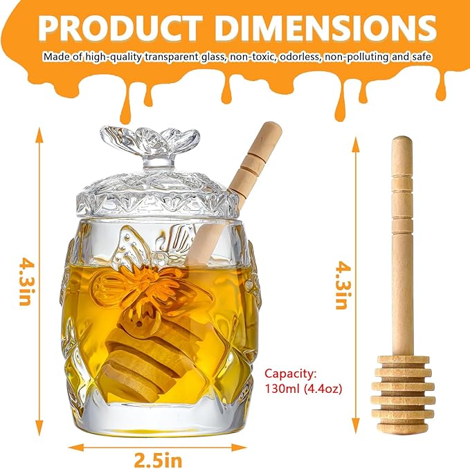 kanpura Clear Crystal Honey Jar - Image 2
