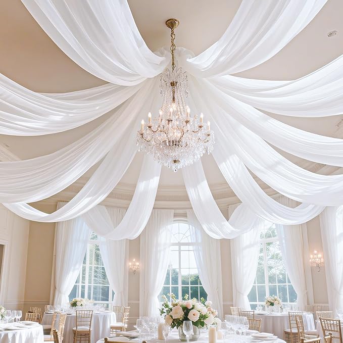 FUHSY 5FTx30FT Wedding Ceiling Drapes White Ceiling Drapes by FUHSY