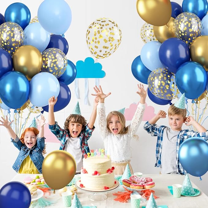Paready Blue and Gold Latex Balloons - Image 4