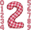 40 Inch Pink Checkered 2 Balloon Large Hot Pink Number Balloons by cocodino