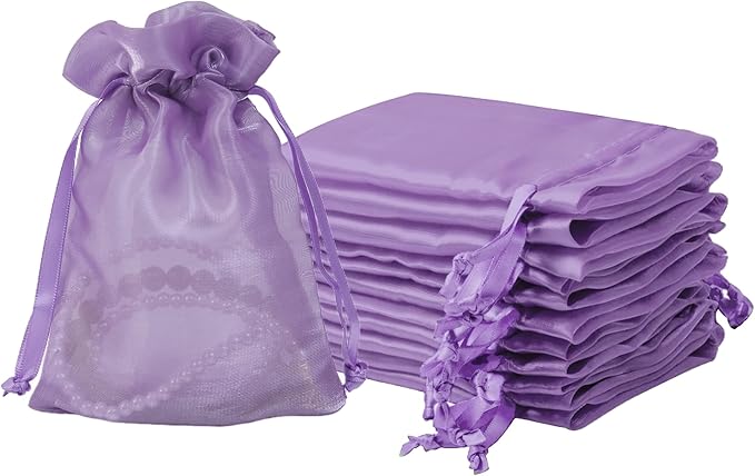 20 Pcs Purple Small Organza Bags 4X6 inch by QIANF
