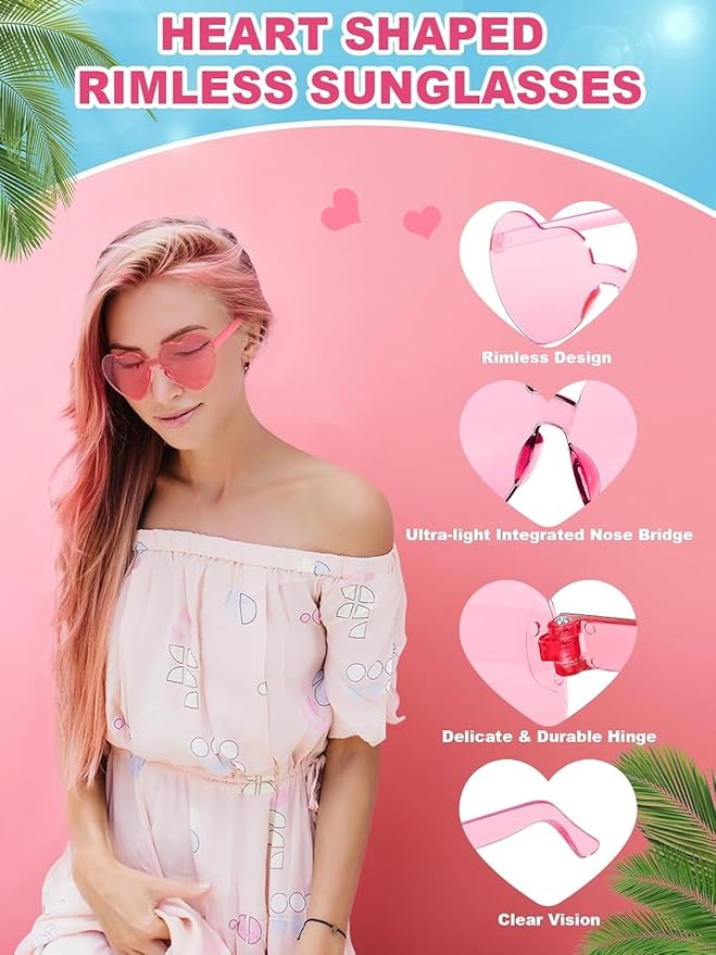 12 Pairs Heart Shaped Sunglasses - Image 3