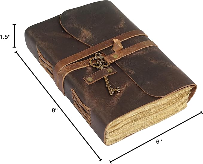 Leather Journal with Lined and Unlined Deckle Edge Paper 8x6 inch and Vintage - Image 9
