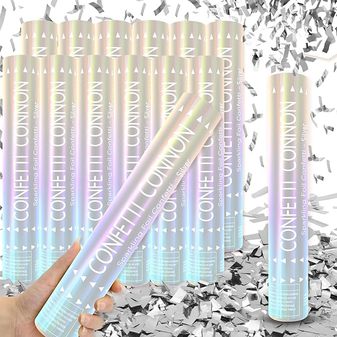 12Pack Sliver Confetti Poppers - Image 2