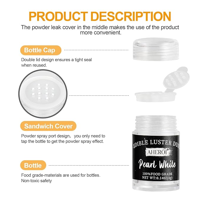 Aheroi Edible glitter Set of 15, Food Grade Edible Powder ocktail Glitter - Image 4