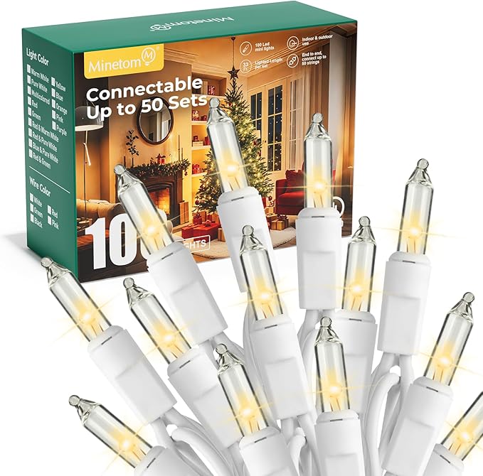 Minetom LED Clear White Christmas String Lights, Christmas Decorations Indoor by Minetom