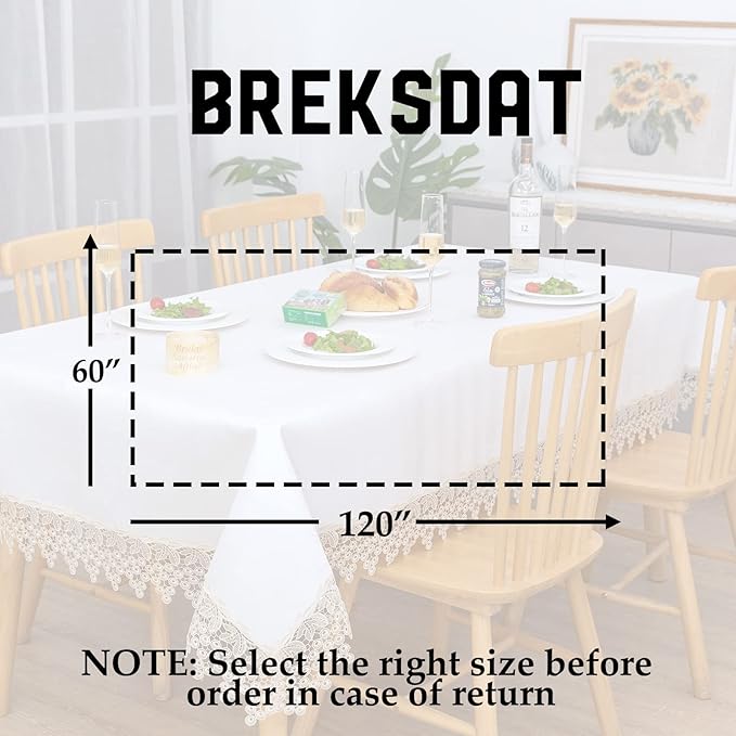 Beige lace Premium Rectangle Farmhouse Tablecloth Waterproof OilProof - Image 5