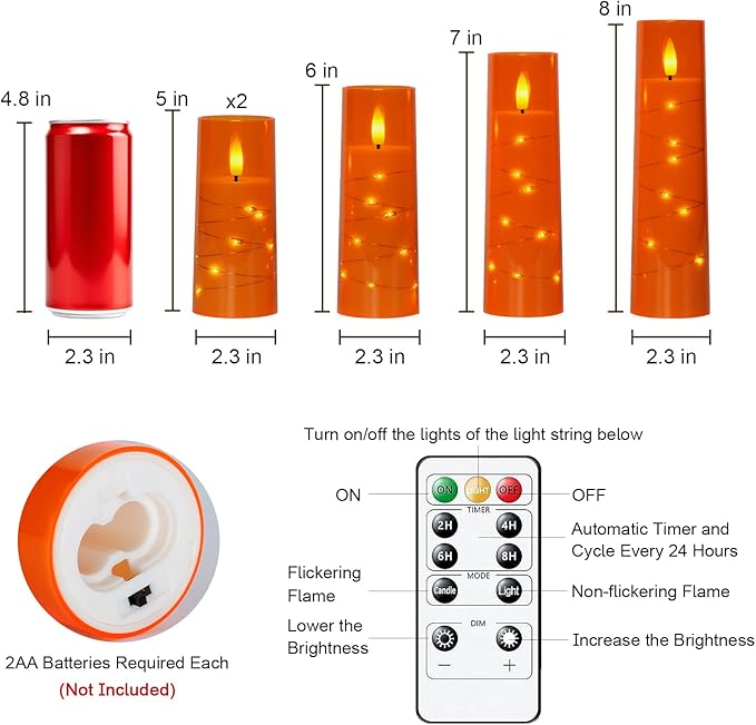 Raycare Flameless Candle with Remote Timer – 5 Flickering Acrylic Battery - Image 7