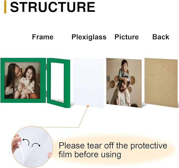 decorUhome Double 6x4 Picture Frame Horizontal, Engineered Wood Bifold Photo - Image 3
