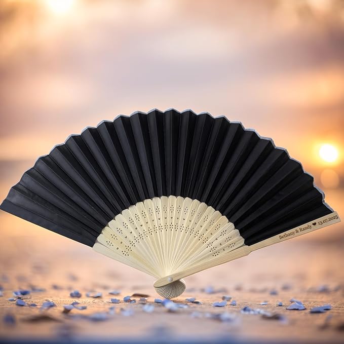 30Pcs Personalized Silk Fans Folding Hand Fan, Custom Wedding Bridal Party - Image 7