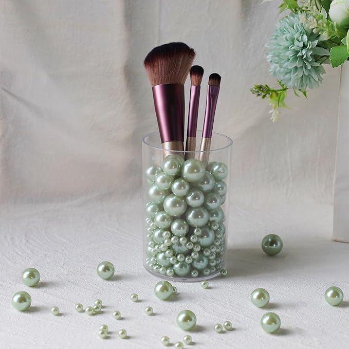 260Pcs Greygreen Glossy Beads for Centerpiece Decor, Artifical Pearls Vase - Image 4