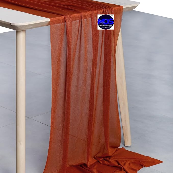 MDS 5 Pack 10ft Chiffon Table Runner 29 x 120 Inches Sheer Wedding Runner - Image 2