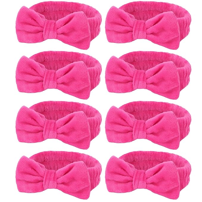 Semato 8 Pcs Hot Pink Spa Headband by Semato
