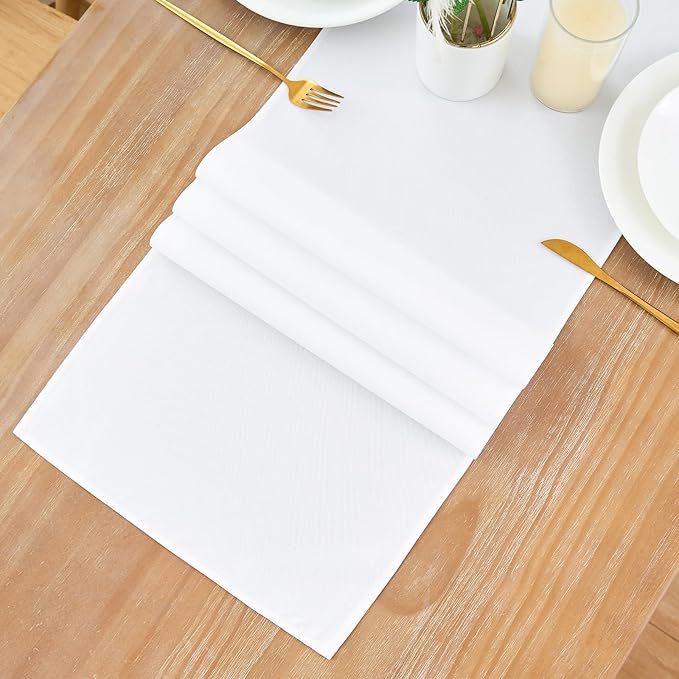 2 Pack White Table Runner 12 x 90 Inch Solid Color Farmhouse Runners Coffee - Image 8