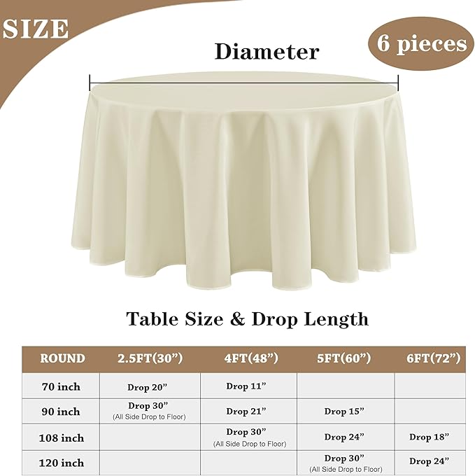 Fitable 6 Pack Ivory Tablecloths - Image 5