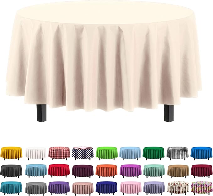 Party Solids 12-Pack Premium Plastic 84-Inch Round Tablecloth by Exquisite