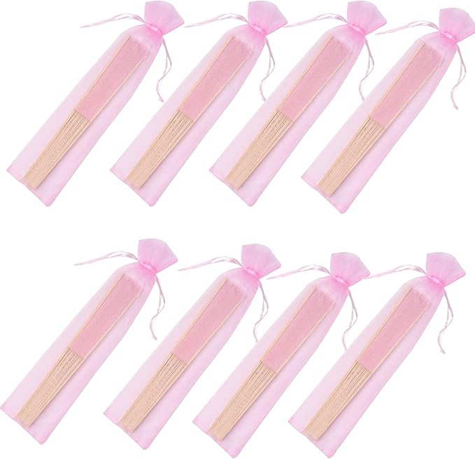 24pcs Imitated Silk Hand Fan Imitated Silk Fabric Bamboo Handheld Folded Fan - Image 4