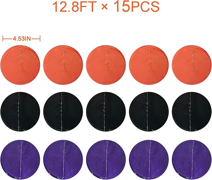 192 Ft Orange Purple Black Party Decorations Polka Dots Streamer Garland - Image 2