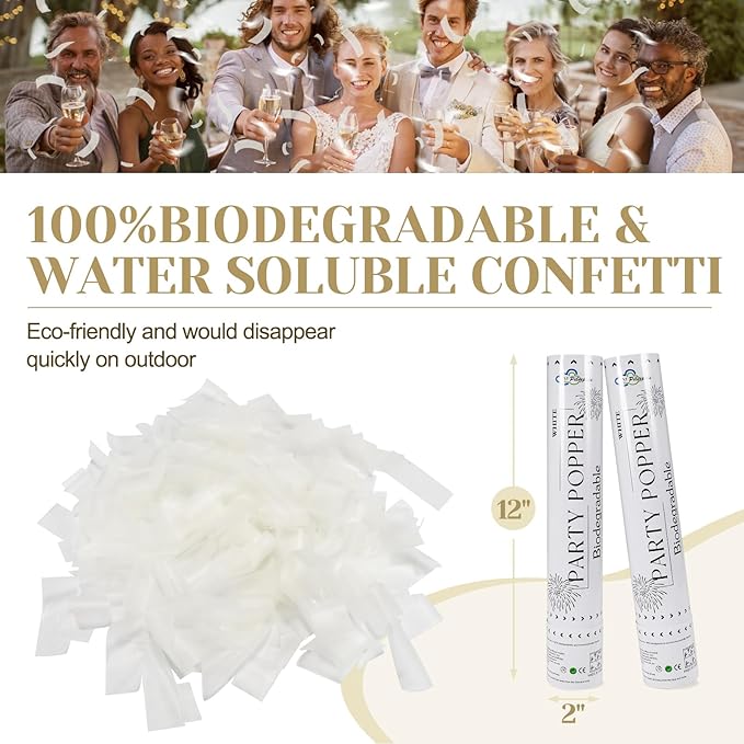 White Confetti Poppers, Rice Paper - Image 3