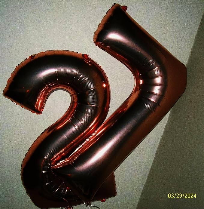Big 40 Inch Coffee Brown 2 Number Balloon Birthday Decoration, Dark Brown - Image 6