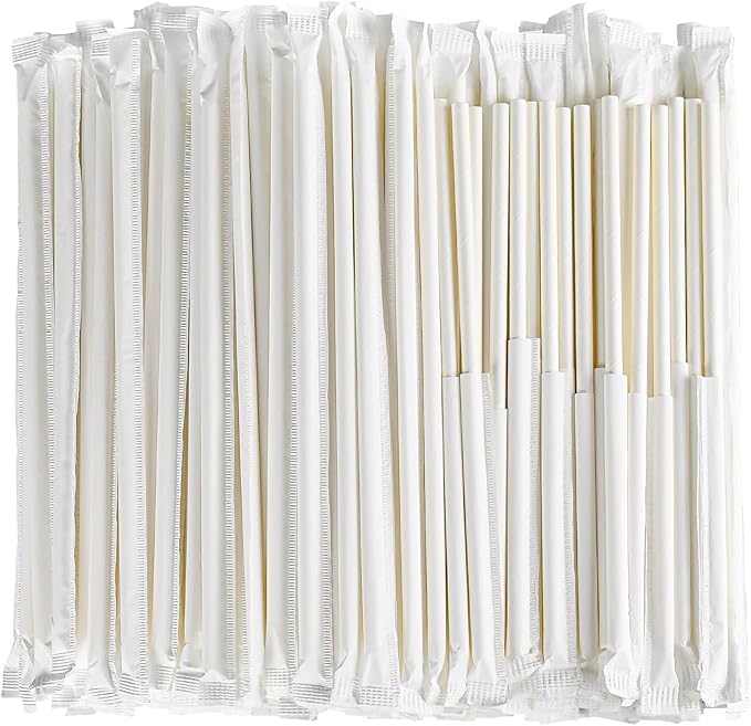 White Paper Straws Wrapped Individually by chunspak