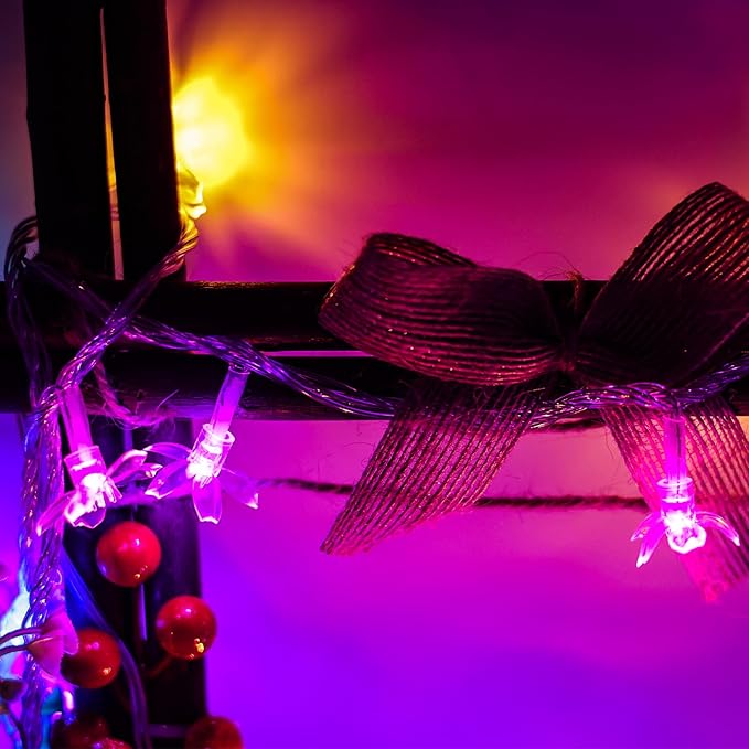 Decorative Flower String Lights, 33ft 100 LED Clear Wire Plug in Fairy Lavender - Image 6