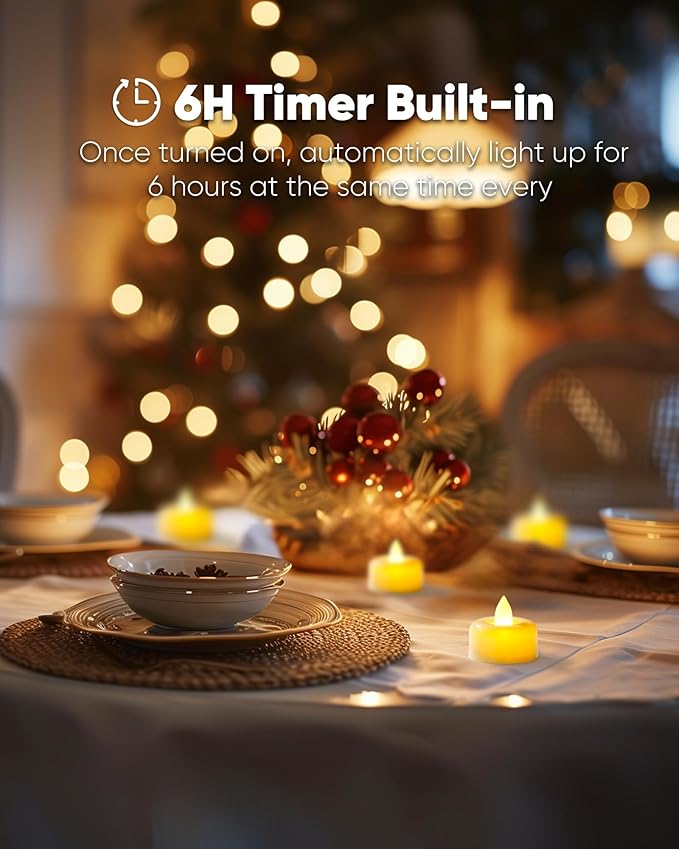 Amagic 12 Pack Timer Tea Lights Candles Battery Operated Candles - Image 3