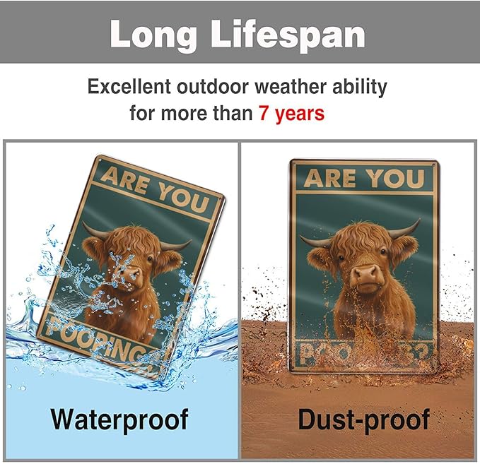Funny Highland Cow Bathroom Sign - Image 7