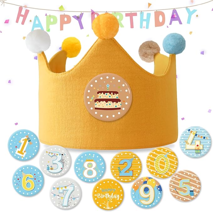 Reusable Birthday Crown with Numbers, Kids Birthday Hat Fabric Crown Pertain by Ulibanner