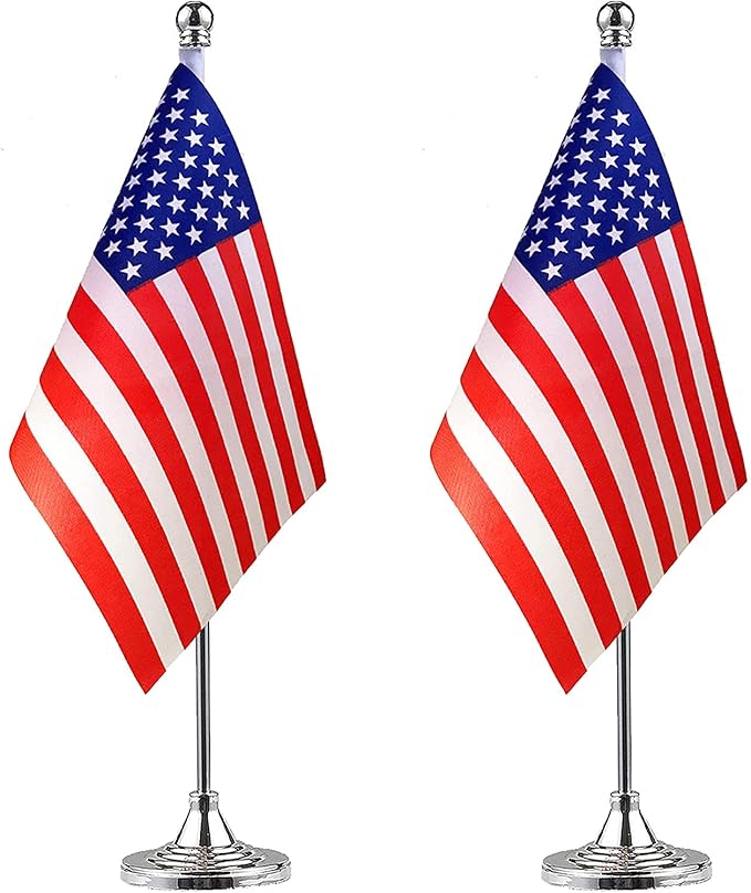 ZXvZYT 2 Pack US flag USA Table Flag Small Mini United States Desk Flag by ZXvZYT