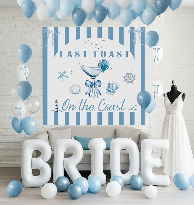 Last Toast on the Coast Bachelorette Decorations Blue bridal shower Balloon by yeewaka
