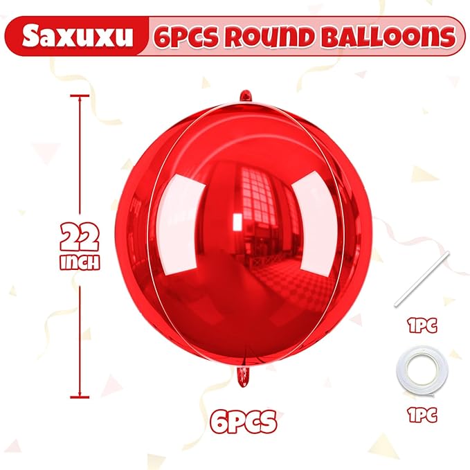 Red Giant 4D Foil Balloons, 22 Inch Big Round Foil Balloon - Image 3
