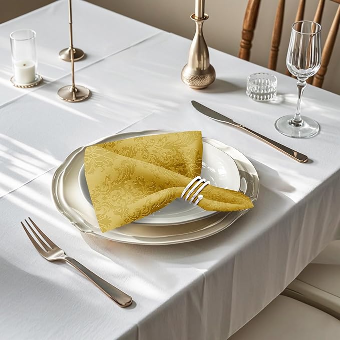 SASTYBALE Jacquard Square Napkin, Damask Wrinkle Resistant Soft Polyester - Image 3