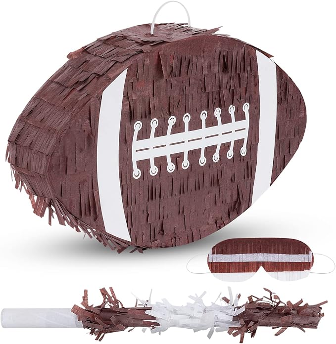 Football Pinata Bundle with a Blindfold and a Bat, Football Pinata by Birchio