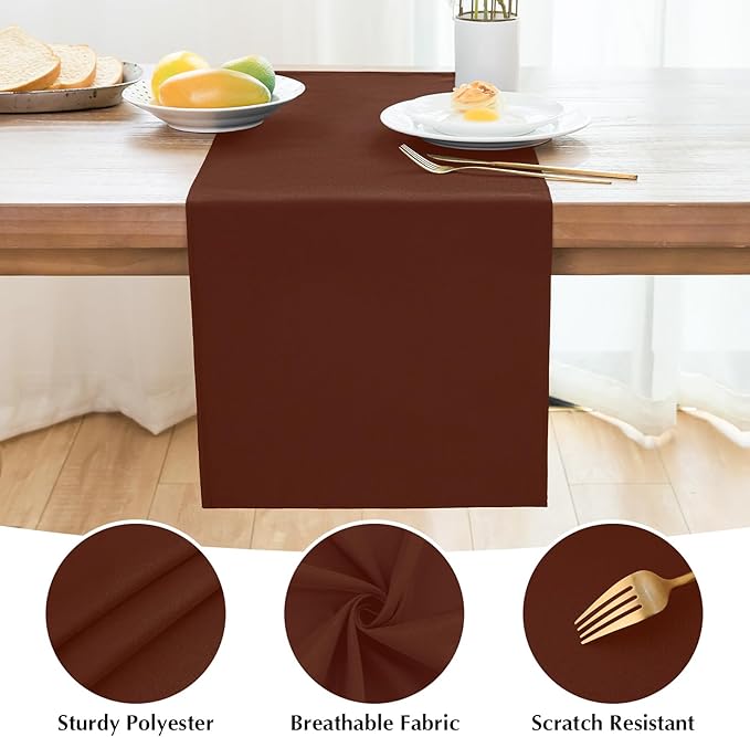 2 Pack Chocolate Small Short Table Runner 12 x 36 Inch Solid Color Runners - Image 4