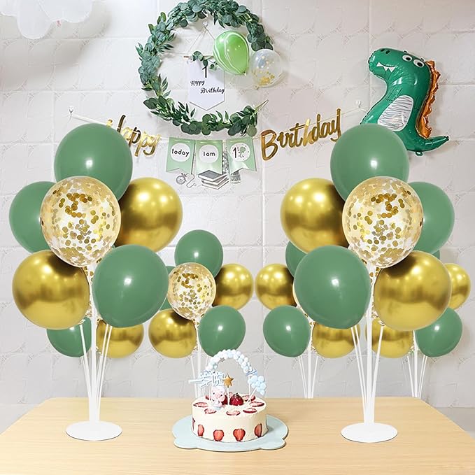 Green and Gold Balloon Stand Centerpiece Table Decorations - Image 7