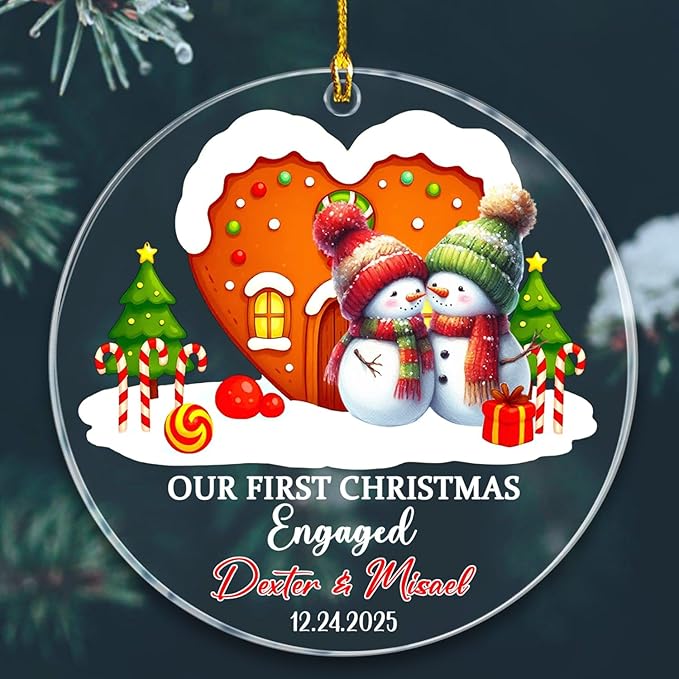 Our First Christmas Engaged Ornament 2025, Personalized Date & Name Engaged by BixDori