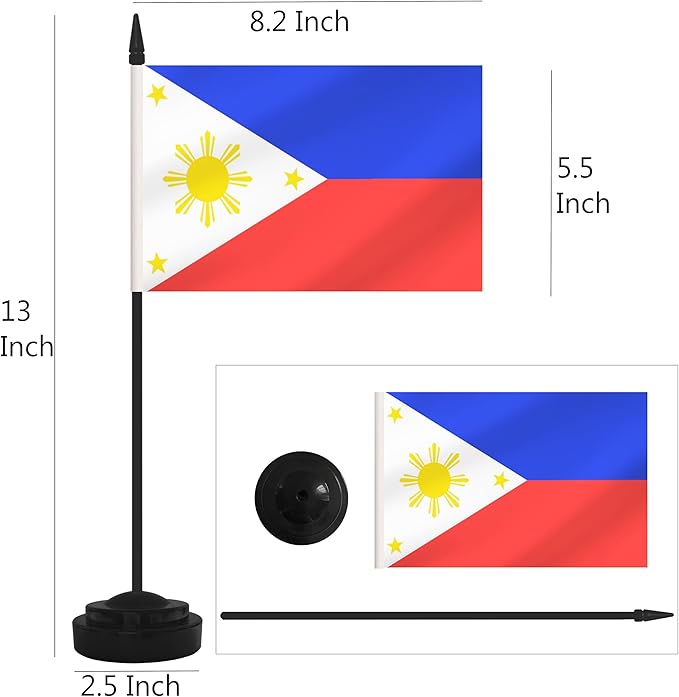 12 Pack Miniature Office Flags, Small Philippine Desktop Flags - Image 2