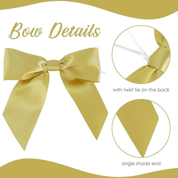 AIMUDI Gold Satin Bows 5.5" Bows - Image 4