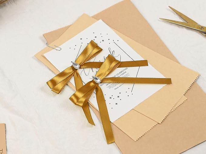 Gold Satin Ribbon 3/8 inch X Continuous 25 Yards, Single Face Polyester Ribbon - Image 7