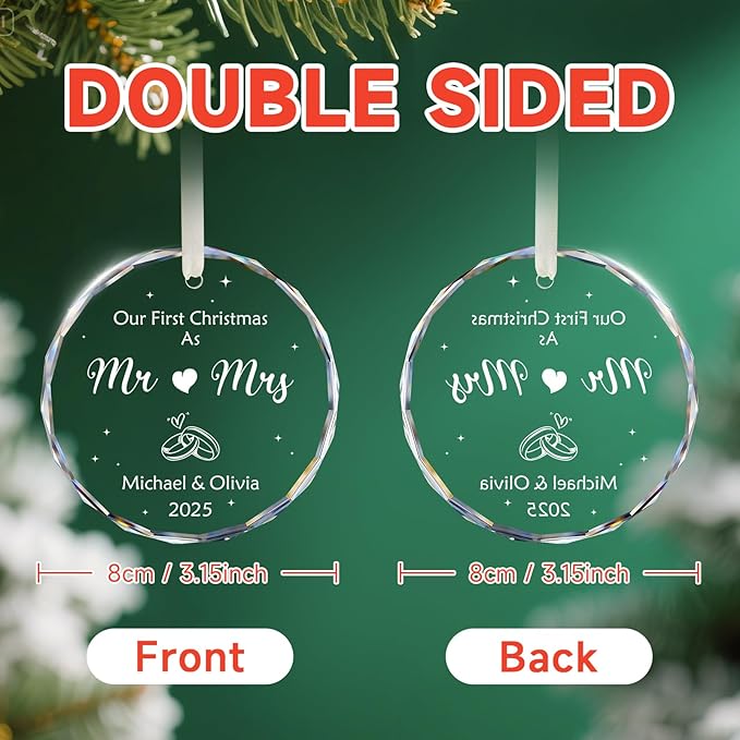 Our First Christmas As Mr & Mrs Ornament 2025, Personalized Christmas Ornaments - Image 2