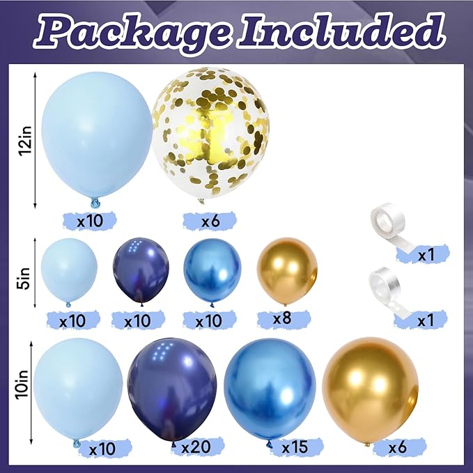 Blue Balloon Arch Kit 107Pcs Navy Blue Gold Balloons Garland Kit - Image 2