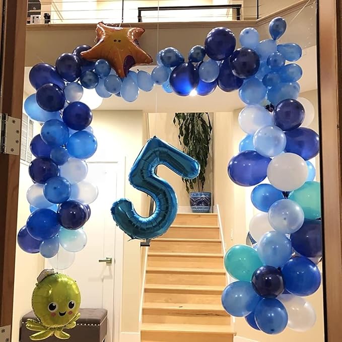Blue Number Balloons, 40inch Large Number 5 Foil Mylar Helium Balloons - Image 3