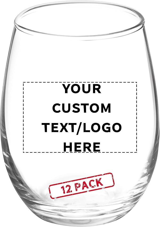 Custom Stemless Wine Glasses by ARC 5.5 oz. Set of 12, Personalized Bulk Pack by DISCOUNTPROMOS