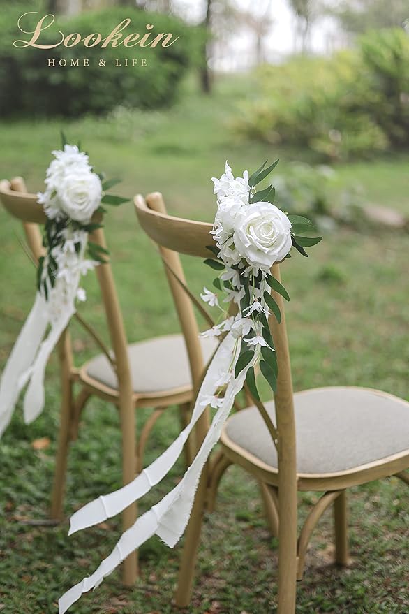 Lookein Set of 8 Pew Flowers for Wedding Ceremony Chair Decorations Bench - Image 3