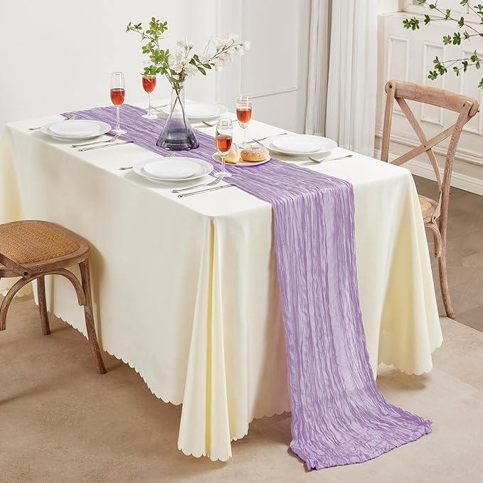 6 Pack Purple Cheesecloth Table Runner 10FT Long Boho Gauze Table Runner Rustic - Image 3