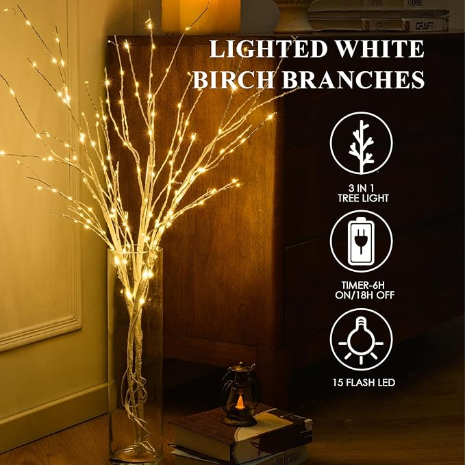 Lighted White Birch Branches - Image 3